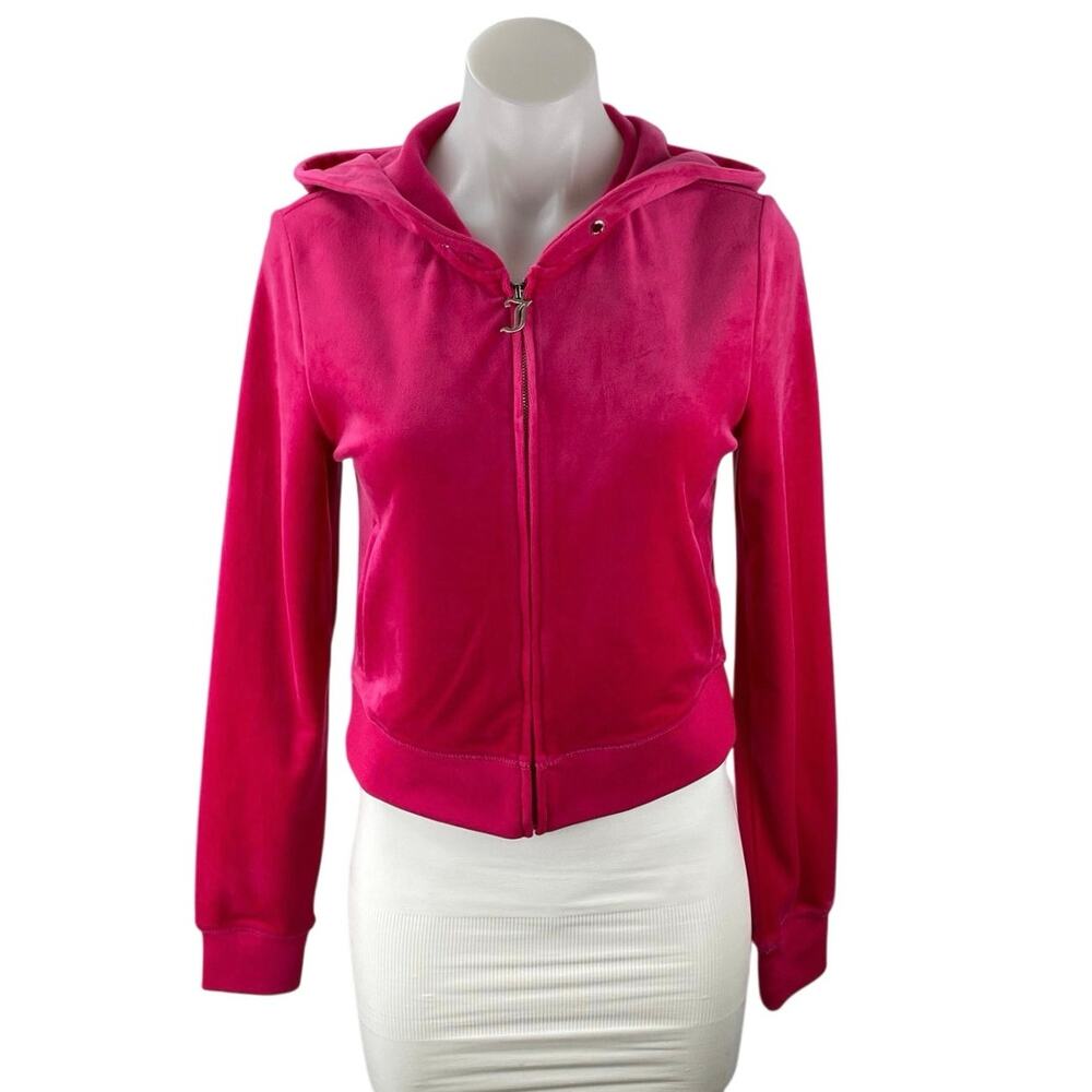 Juicy Couture Pink Velvet Velour Long Sleeve Zip Up Hoodie Sweatshirt Jacket S